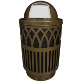 WITT Covington Collection Galvanized Laser Cut Waste Receptacle with Dome Top - 40 gallon, Brown